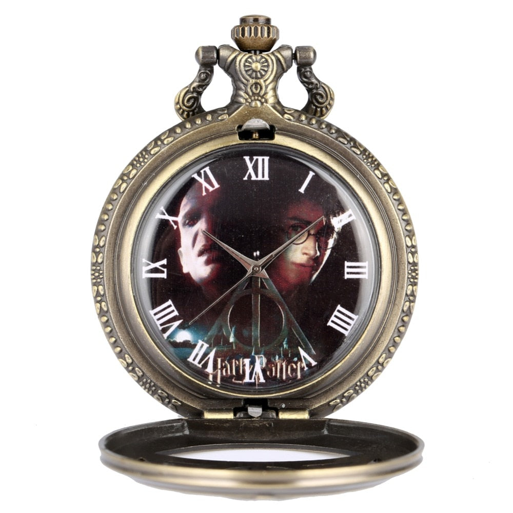 Retro Triangle Hollow Deathly Hallows Quartz Pocket Watch