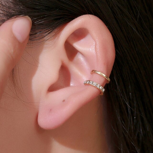 Vintage Clip on Earrings Crystal Ear Cuff Non Pierced Earrings
