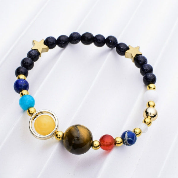 Pulsera de cuentas de piedra natural Galaxy Eight Planets