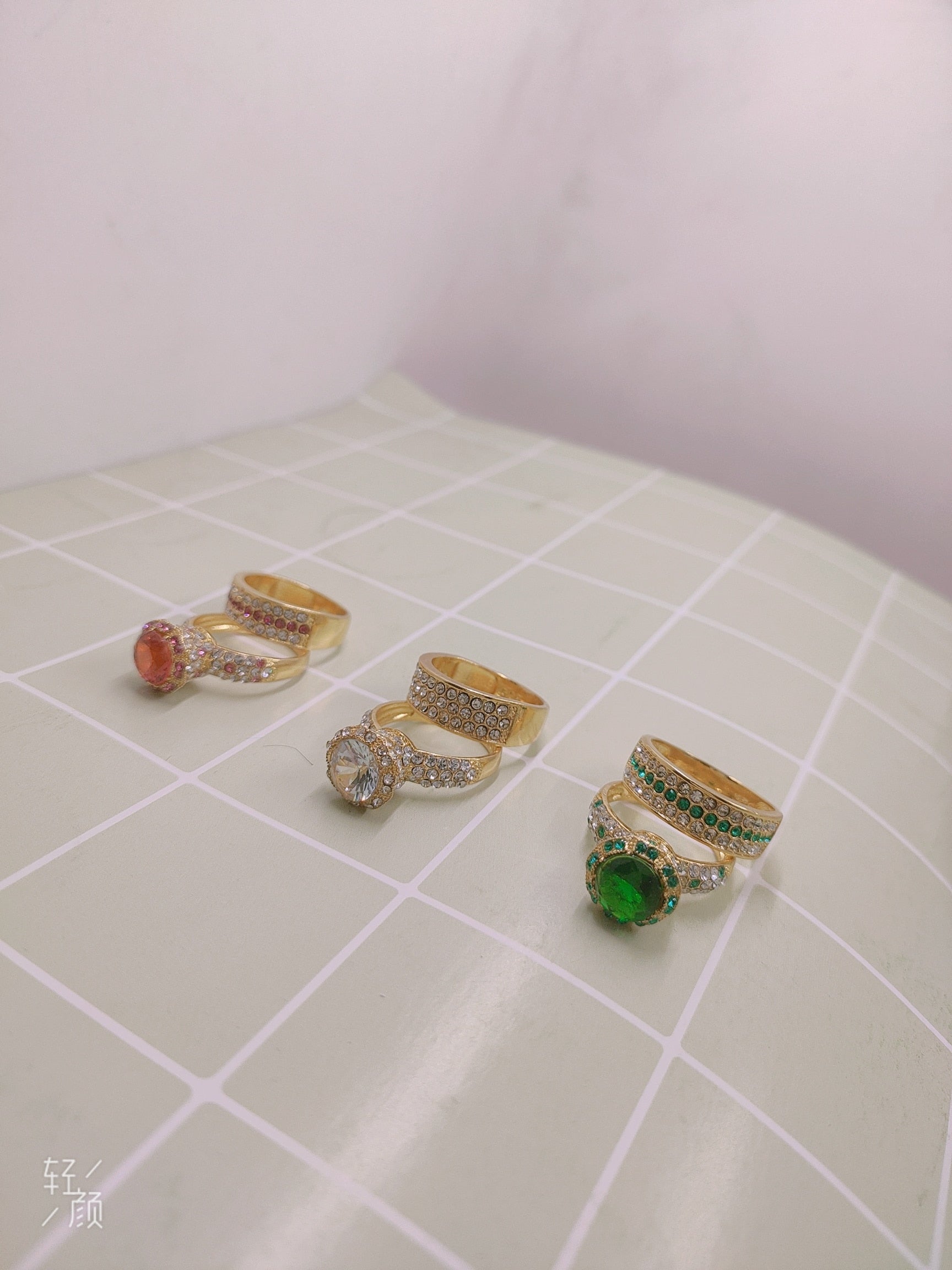 Temperament Crystal Cubic Zirconia Rings Set