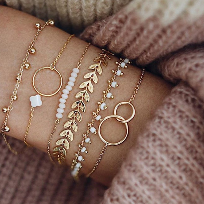Bohemian Gold Tassel Bracelets for Women