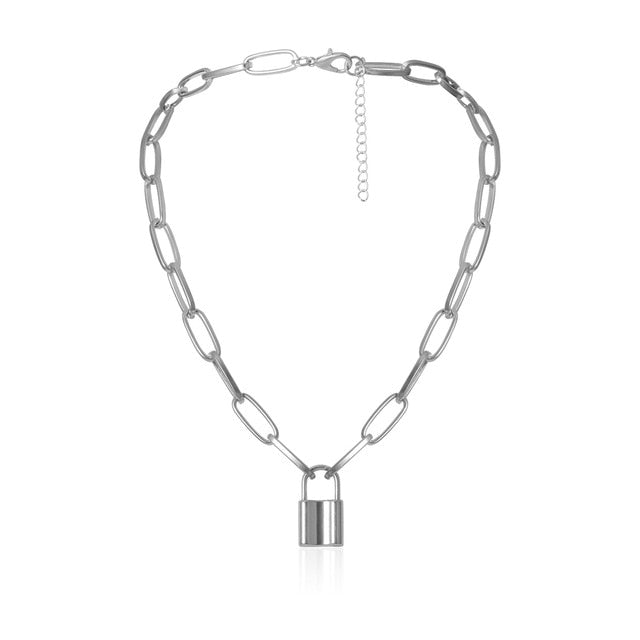 Multi Layer Lover Lock Pendant Choker Necklace