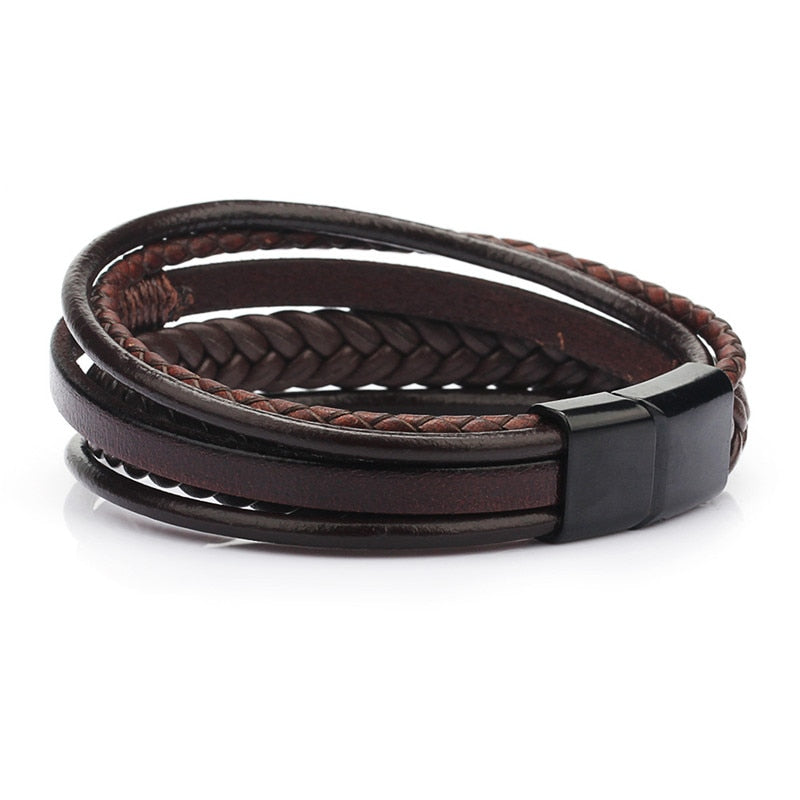 Men Stainless Steel Multilayer Braided Rope Bracelets