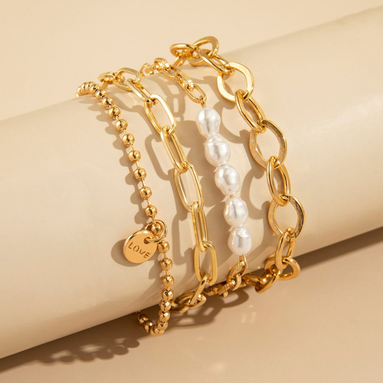 Fashion Punk Curb Cuban Chain Bracelets Set