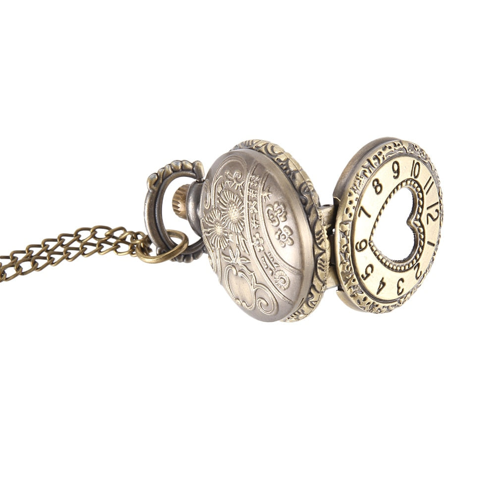 Vintage Antique Copper Steampunk Bronze Hollow Gear Quartz Pocket Watch