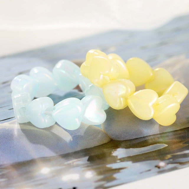 Colorful Heart Y2K Ring Set