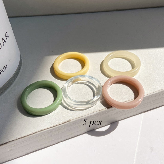 Colorful Heart Y2K Ring Set