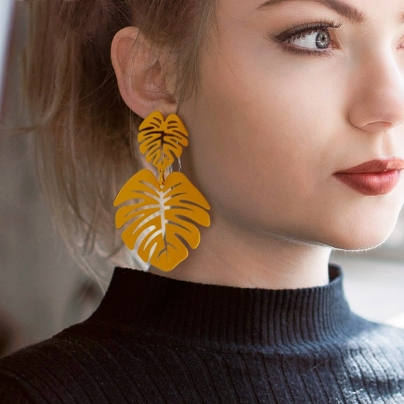 Women Statement Vintage Geometric Gold Dangle Drop Earrings