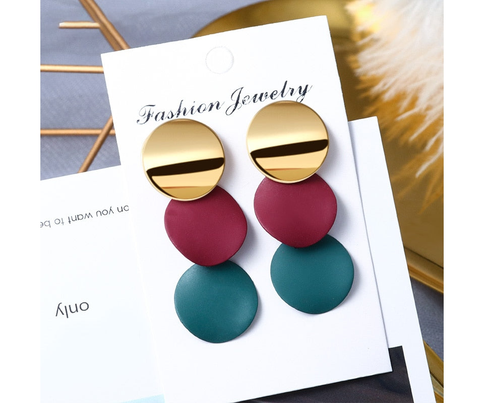 Women Statement Vintage Geometric Gold Dangle Drop Earrings