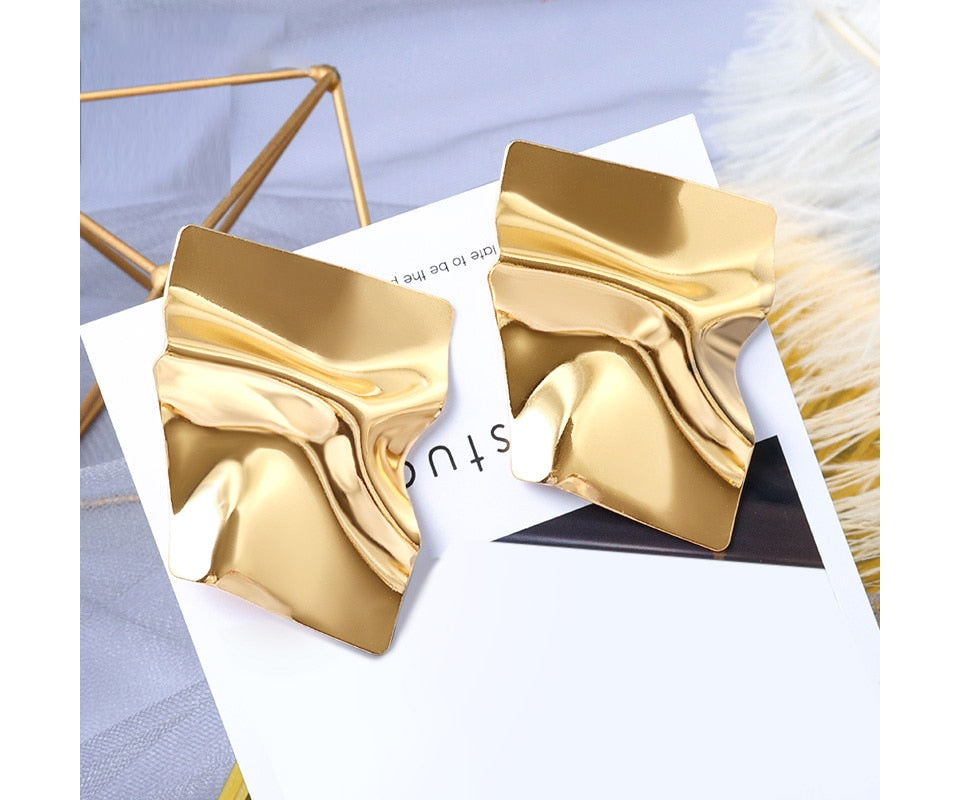 Women Statement Vintage Geometric Gold Dangle Drop Earrings