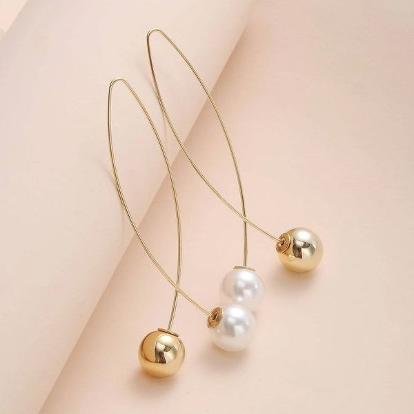 New Cross Imitation Pearl Earrings Long Simple Fashion Earrings