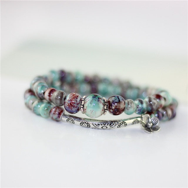 Women Bracelets Flower Charm Ceramic Bracelet