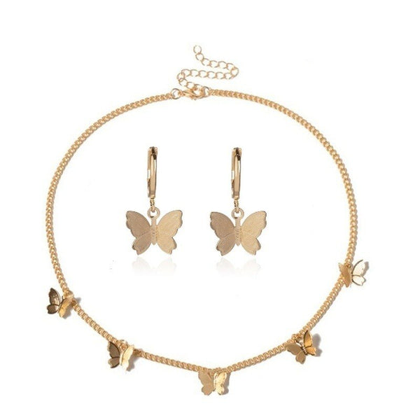 Bohemian Punk Earrings Necklace Jewelry Set