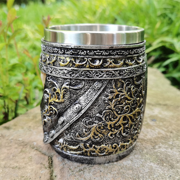 Jarra pirata vikinga con calavera de acero inoxidable