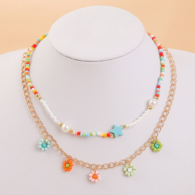 Bohemian Multicolor Beaded Necklaces