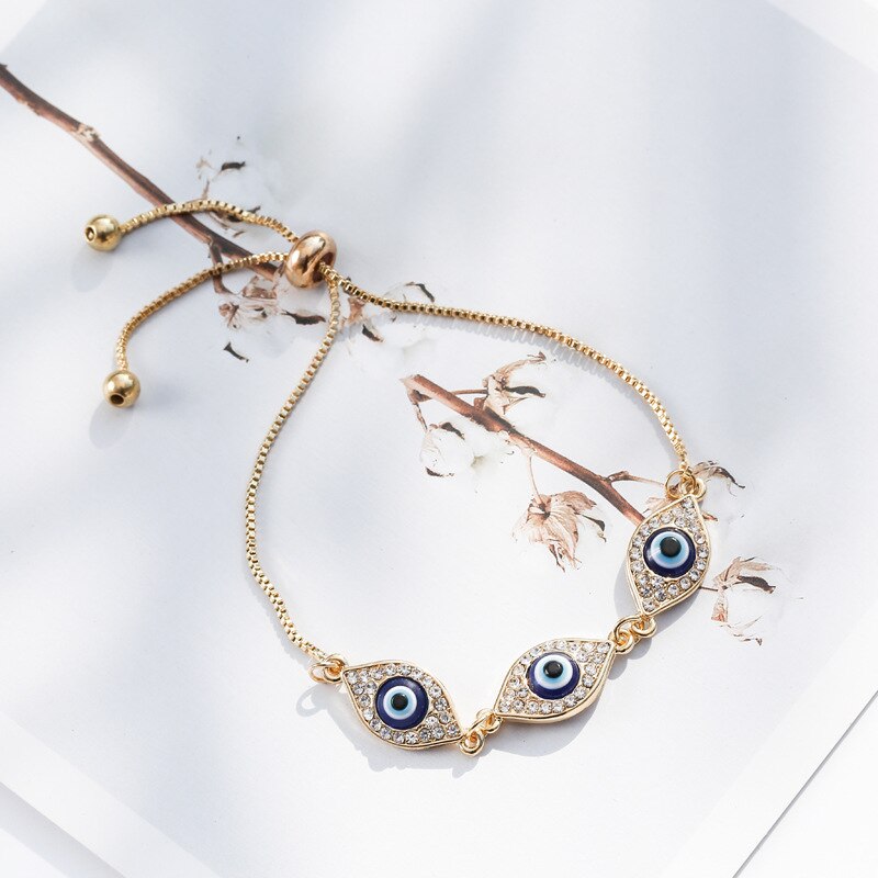 Turkish Lucky Luxurious Blue Crystal Evil Eye Bracelets