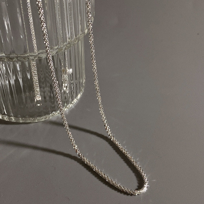 Popular Silver Colour Sparkling Clavicle Chain Choker Necklace