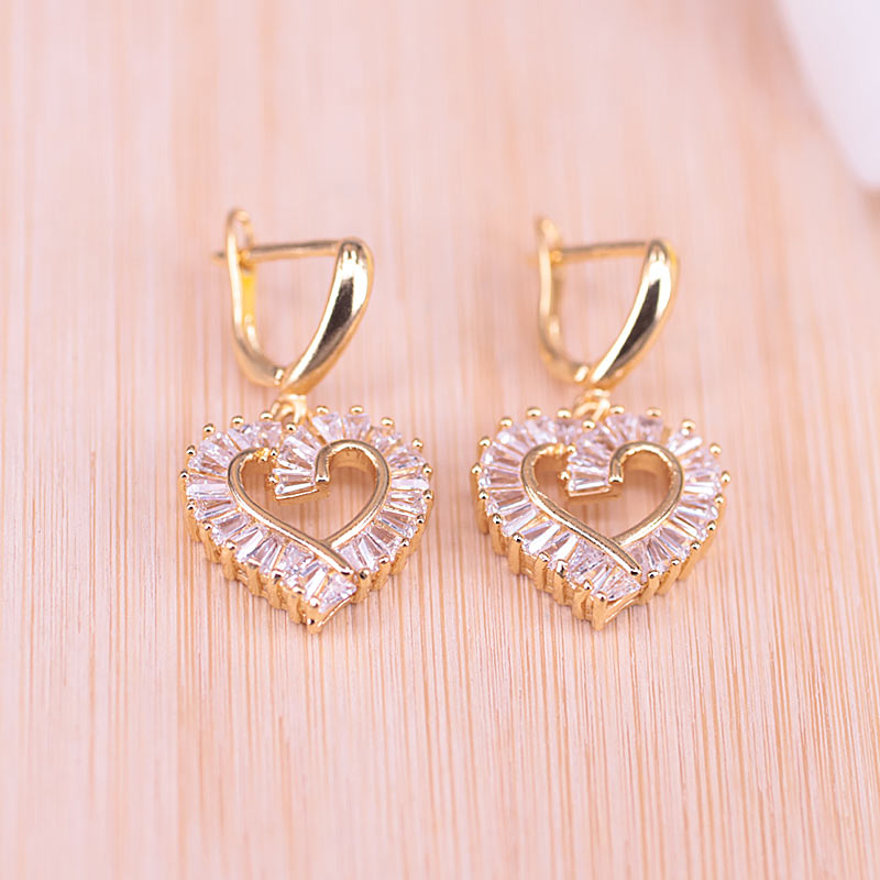 Heart Square White Zircon Bridal Jewelry Set
