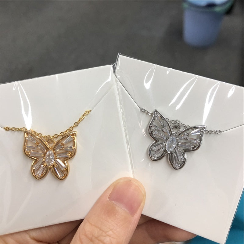 Gold Stainless Steel Stylish Butterfly Necklace