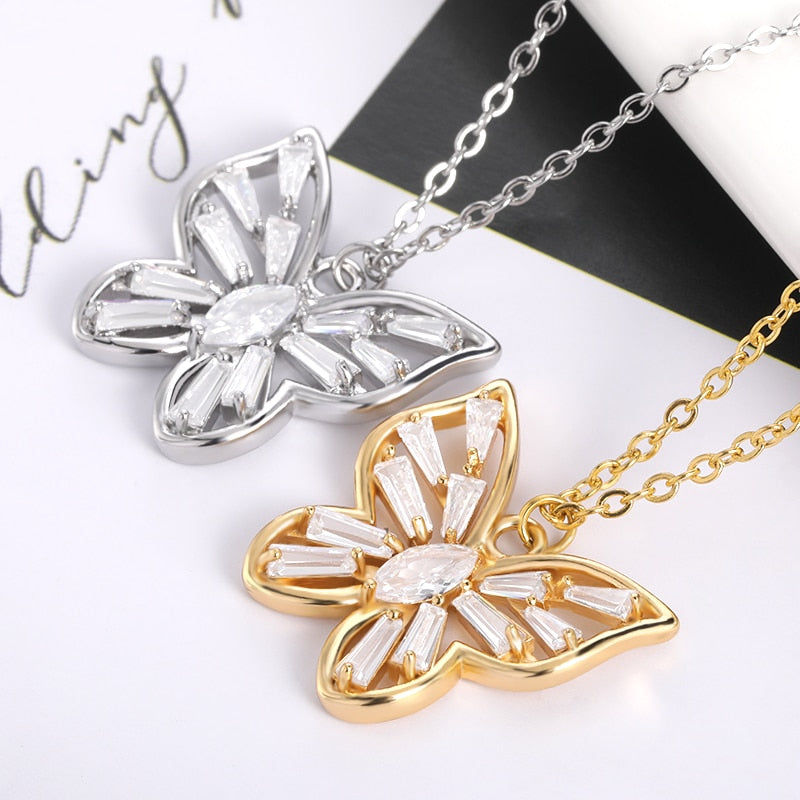 Gold Stainless Steel Stylish Butterfly Necklace