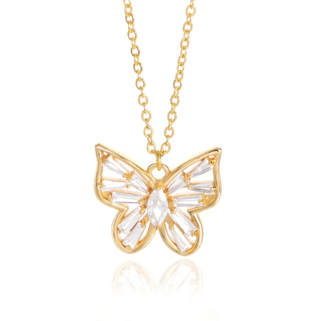 Gold Stainless Steel Stylish Butterfly Necklace