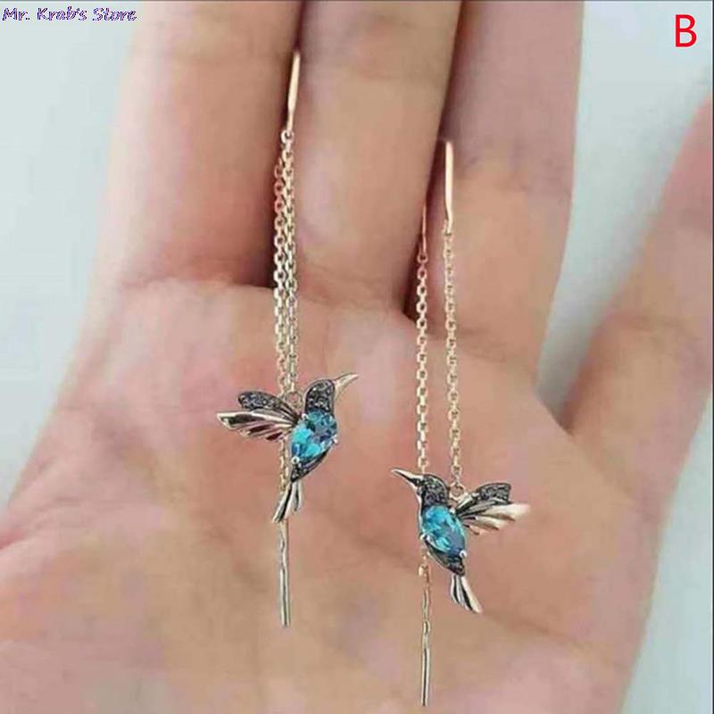 Fashion Little Bird Drop Long Hanging Earrings