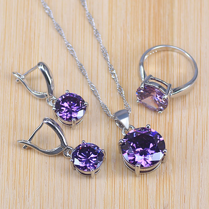 many colors top cubic zircon silver color jewelry set