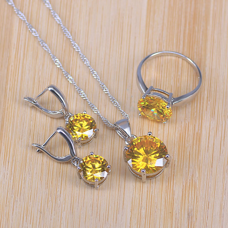 many colors top cubic zircon silver color jewelry set