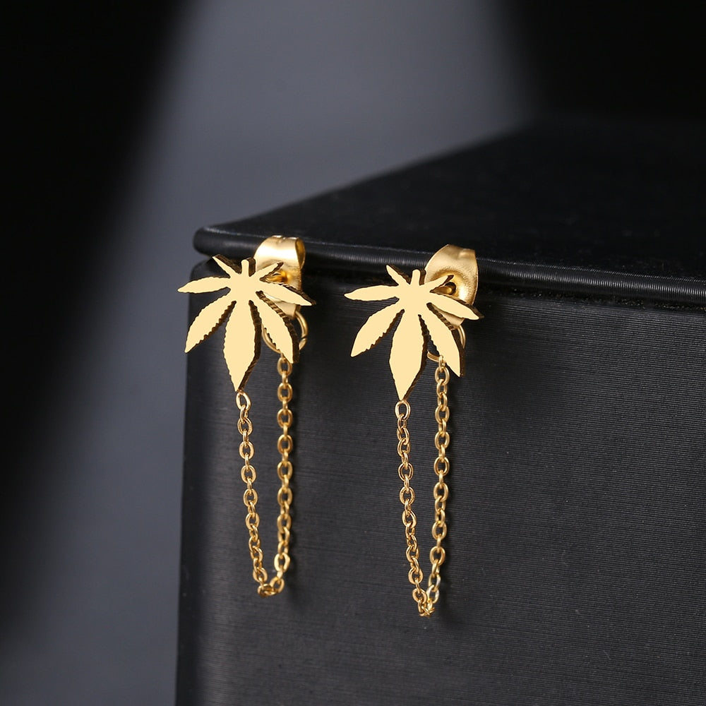 Geometric Element Stars Heart Fashion Tassel Chain Earrings