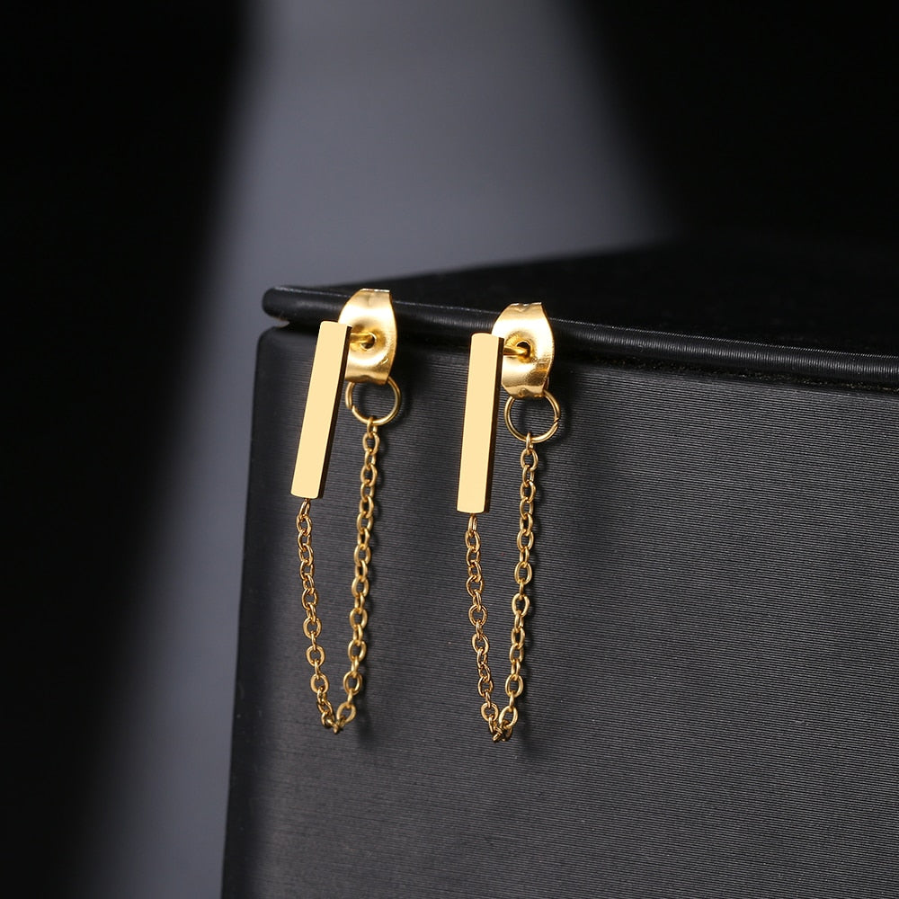 Geometric Element Stars Heart Fashion Tassel Chain Earrings