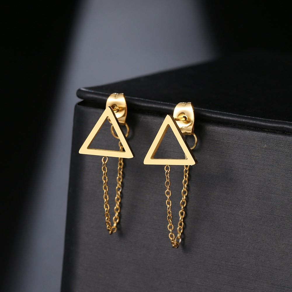 Geometric Element Stars Heart Fashion Tassel Chain Earrings