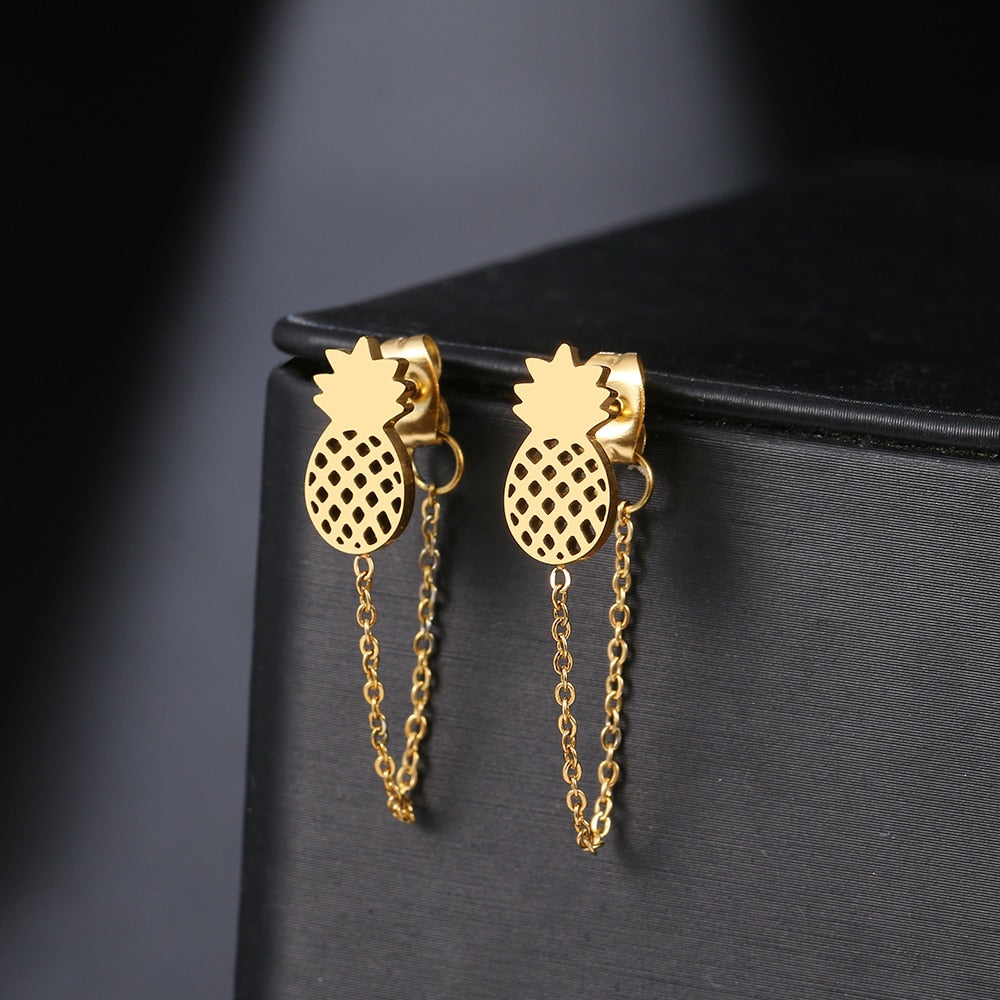 Geometric Element Stars Heart Fashion Tassel Chain Earrings