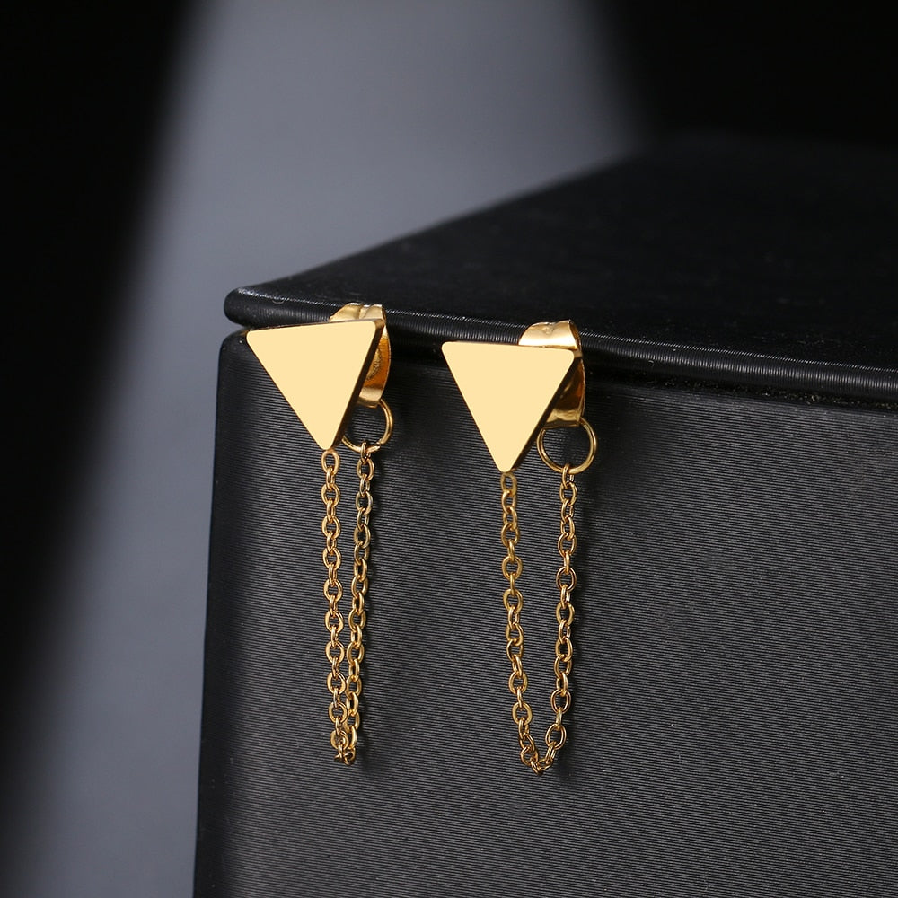 Geometric Element Stars Heart Fashion Tassel Chain Earrings