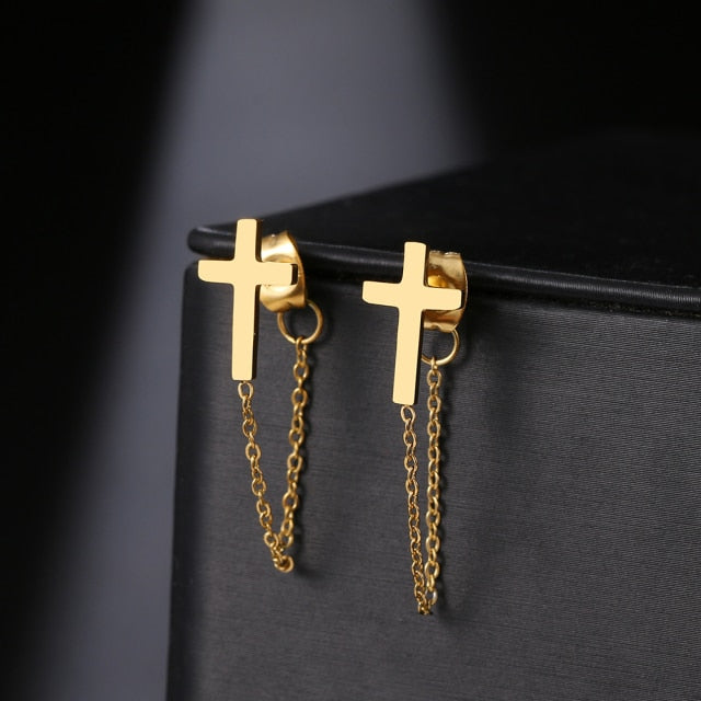 Geometric Element Stars Heart Fashion Tassel Chain Earrings
