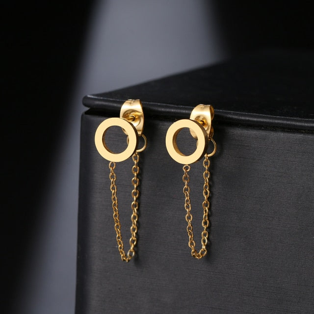 Geometric Element Stars Heart Fashion Tassel Chain Earrings