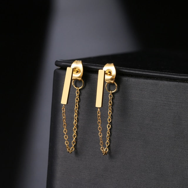 Geometric Element Stars Heart Fashion Tassel Chain Earrings