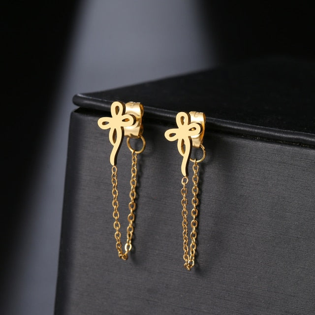 Geometric Element Stars Heart Fashion Tassel Chain Earrings