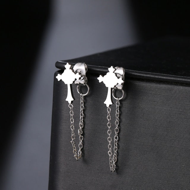 Geometric Element Stars Heart Fashion Tassel Chain Earrings