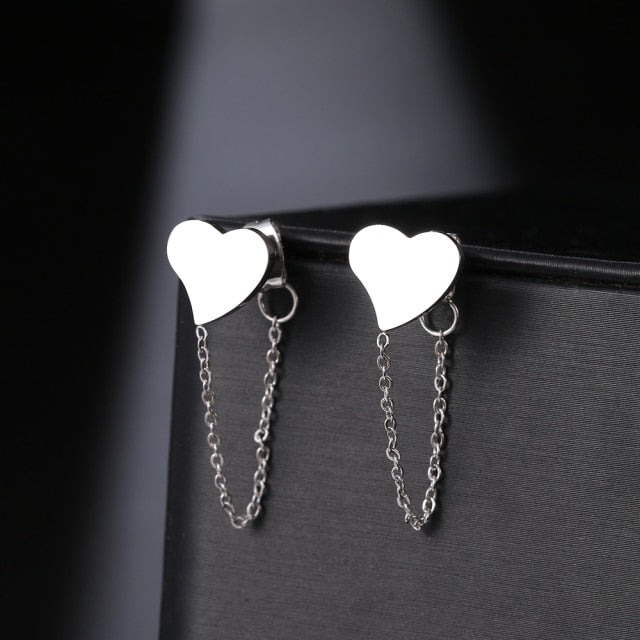 Geometric Element Stars Heart Fashion Tassel Chain Earrings