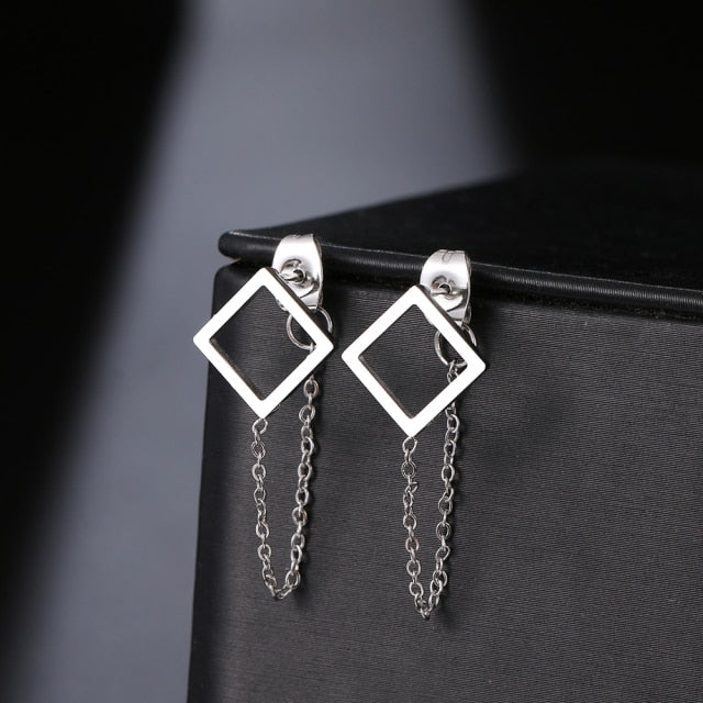 Geometric Element Stars Heart Fashion Tassel Chain Earrings