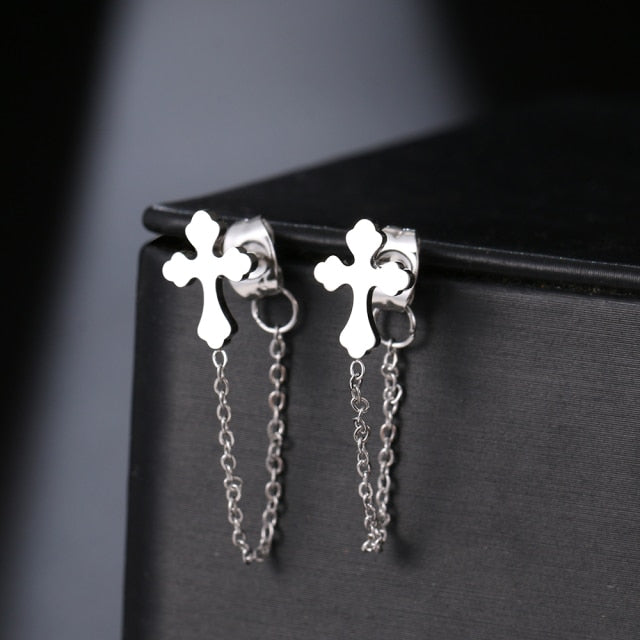 Geometric Element Stars Heart Fashion Tassel Chain Earrings