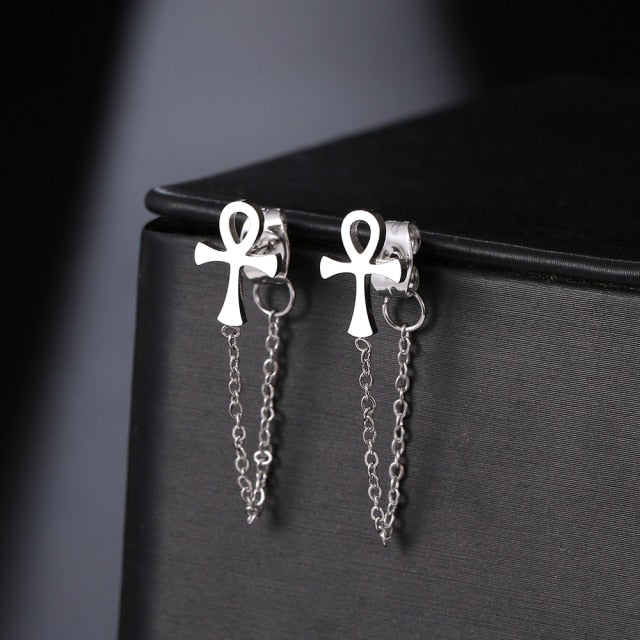 Geometric Element Stars Heart Fashion Tassel Chain Earrings