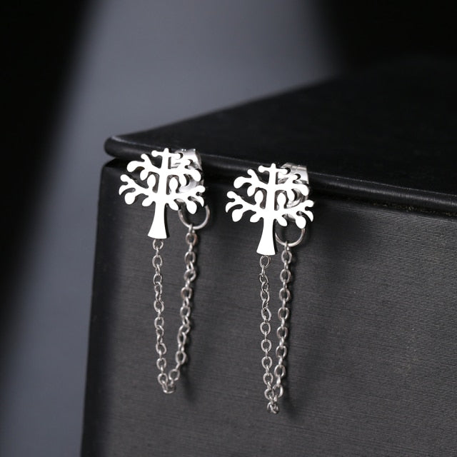 Geometric Element Stars Heart Fashion Tassel Chain Earrings