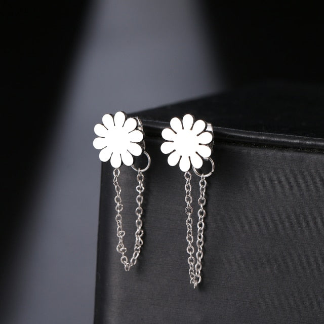 Geometric Element Stars Heart Fashion Tassel Chain Earrings