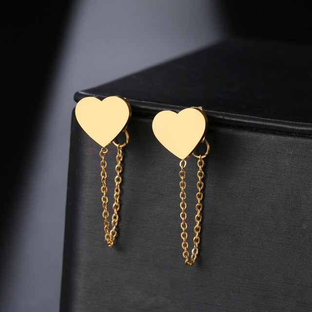 Geometric Element Stars Heart Fashion Tassel Chain Earrings