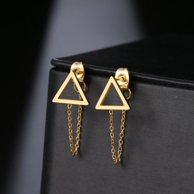 Geometric Element Stars Heart Fashion Tassel Chain Earrings