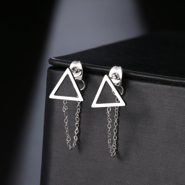Geometric Element Stars Heart Fashion Tassel Chain Earrings