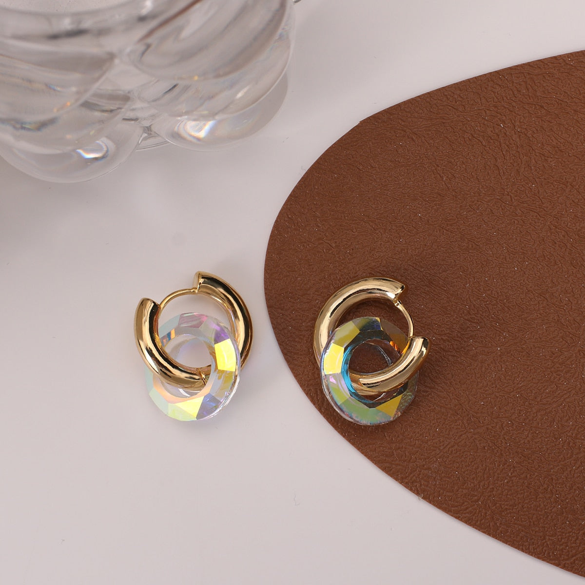 Trendy Transparent Colorful Round Hoop Earringse