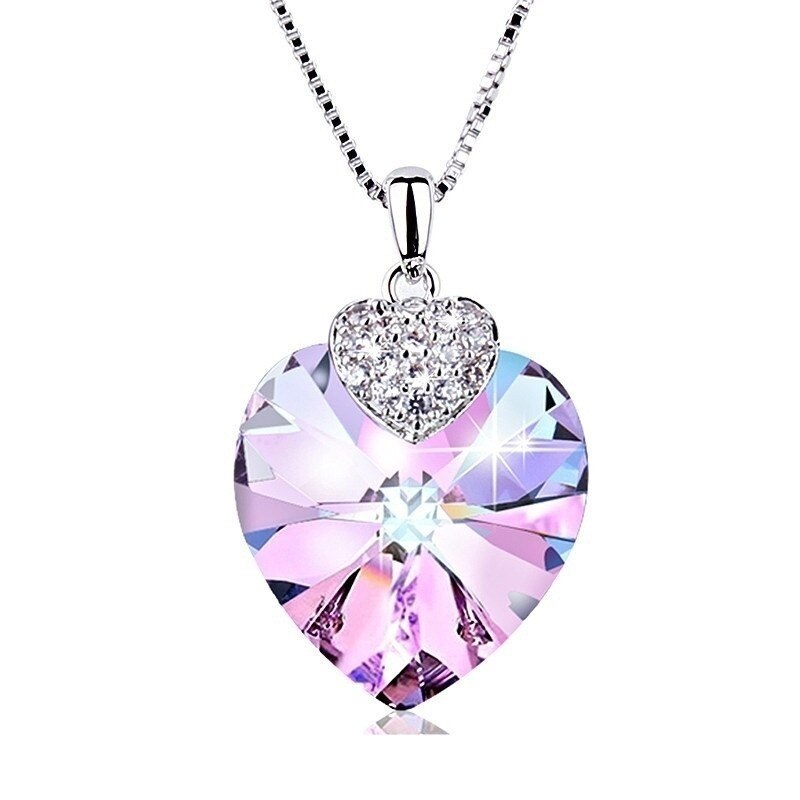 Fashion  Heart Shape Crystal Necklace Earrings Jewelry Sets