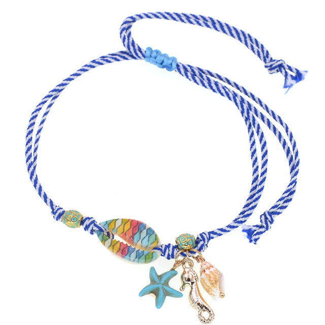 colorful shell anklet bracelet handmade rope chain